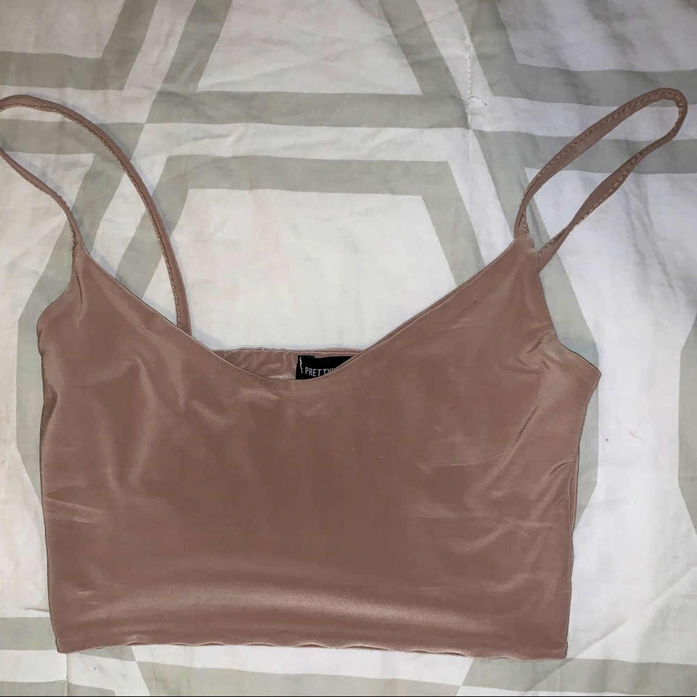 PRETTY LITTLE THING Slinky Nude Crop Top